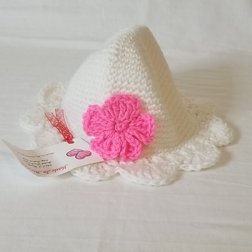 Handcrafted Crocheted White Sun‎ Hat